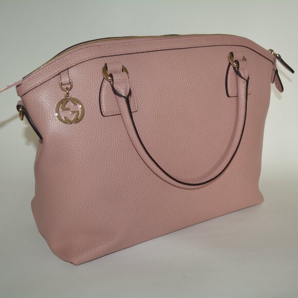 NWT GUCCI DOME LARGE PEBBLED LEATHER GG LOGO HARDWARE PURSE BAG - Picture 2 of 10